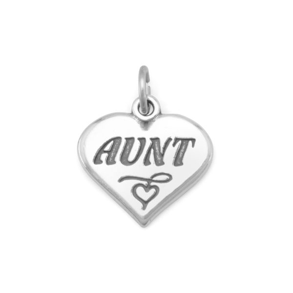 Oxidized Heart Charm with Aunt