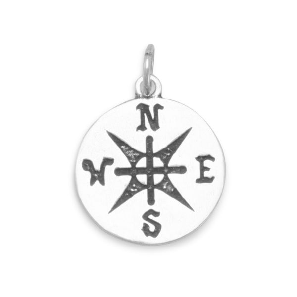 Oxidized Compass Pendant