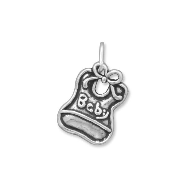 Oxidized Baby Bib Charm