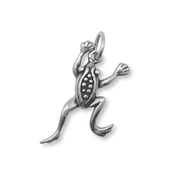 Oxidized Sterling Silver Frog Charm