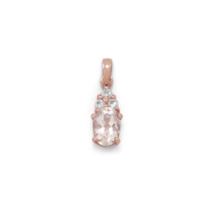 14 Karat Rose Gold Plated Morganite and White Topaz Pendant