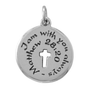 I am with you always Oxidized Charm