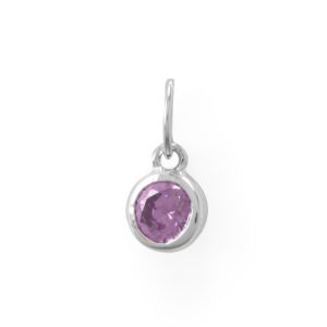 Round CZ February Birthstone Charm