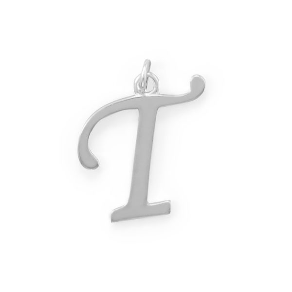 Polished Letter T Initial Pendant