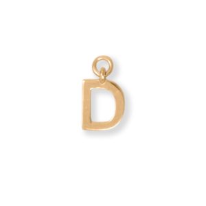 14 Karat Gold Plated Polished D Charm