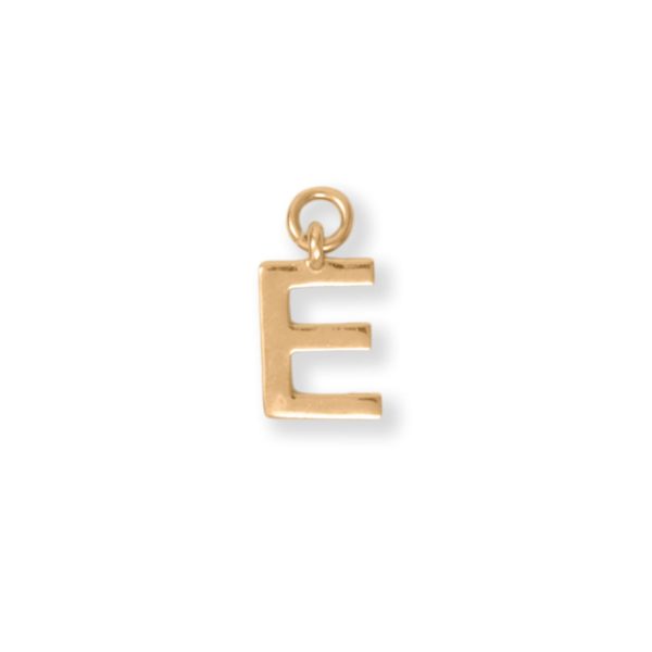 14 Karat Gold Plated Polished E Charm