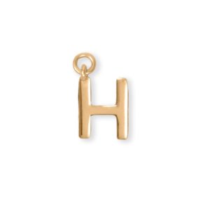14 Karat Gold Plated Polished H Charm