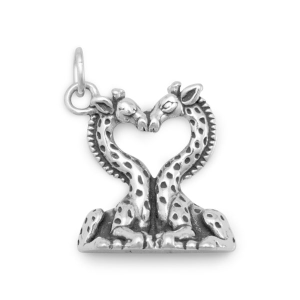 I LONG For You Heart Shaped Giraffes Charm