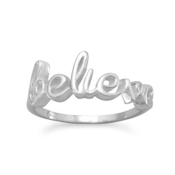 Polished Script believe Ring