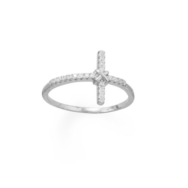 Sterling Silver Sideways Cross Ring