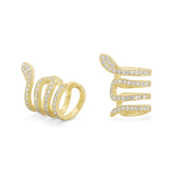 Stunning Gold Snake Ear Cuffs with CZ Sparkle