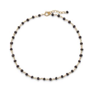 Midnight Sparkle! 14 Karat Gold Plated Black Spinel Anklet