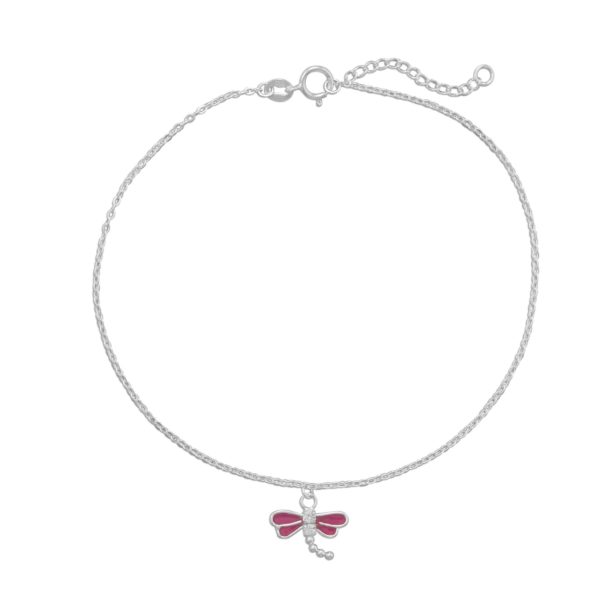 9+1 Pink Dragonfly CZ Anklet