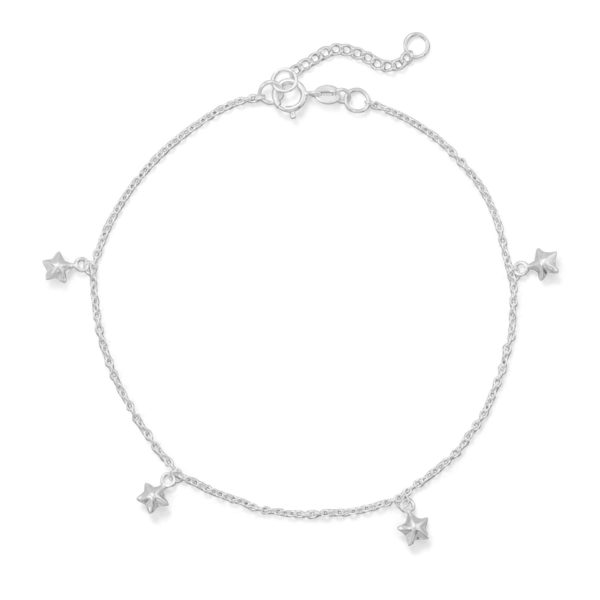 9+1 Polished 5 Star Charm Anklet