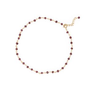 Gorgeous Garnet! 9.5+1 14 Karat Gold Plated Beaded Anklet