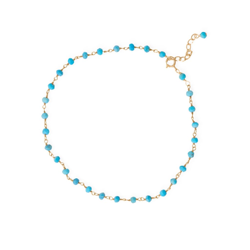 Summer Blues! 9.5+1 14 Karat Gold Plated Bead Anklet