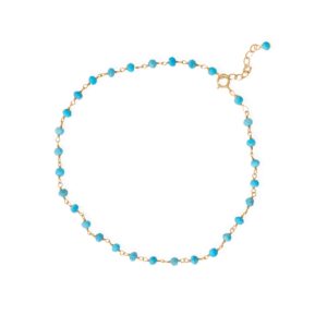 Summer Blues! 9.5+1 14 Karat Gold Plated Bead Anklet