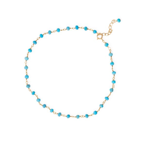 Summer Blues! 9.5+1 14 Karat Gold Plated Bead Anklet