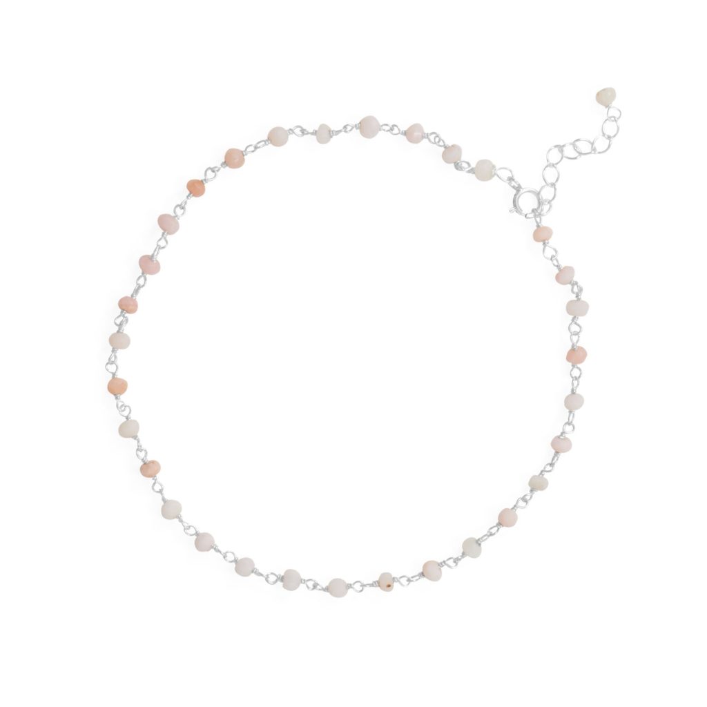 Pink Party! 9.5+1 Opal Bead Anklet
