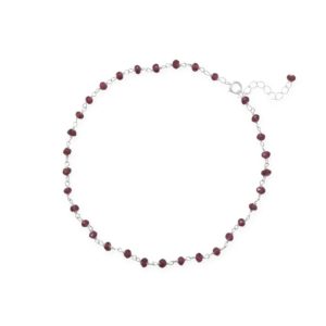 Glam and Gleaming Garnet! 9.5+1 Sterling Silver Bead Anklet