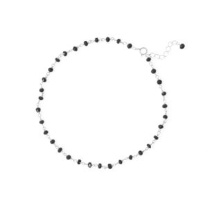 Midnight Magic! 9.5+1 Sterling Silver Bead Anklet