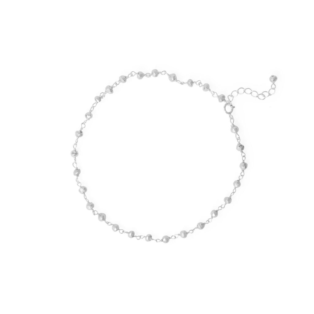 Powerful Pyrite! 9.5+1 Sterling Silver Bead Anklet