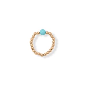 Gold Filled Turquoise Bead Stretch Toe Ring