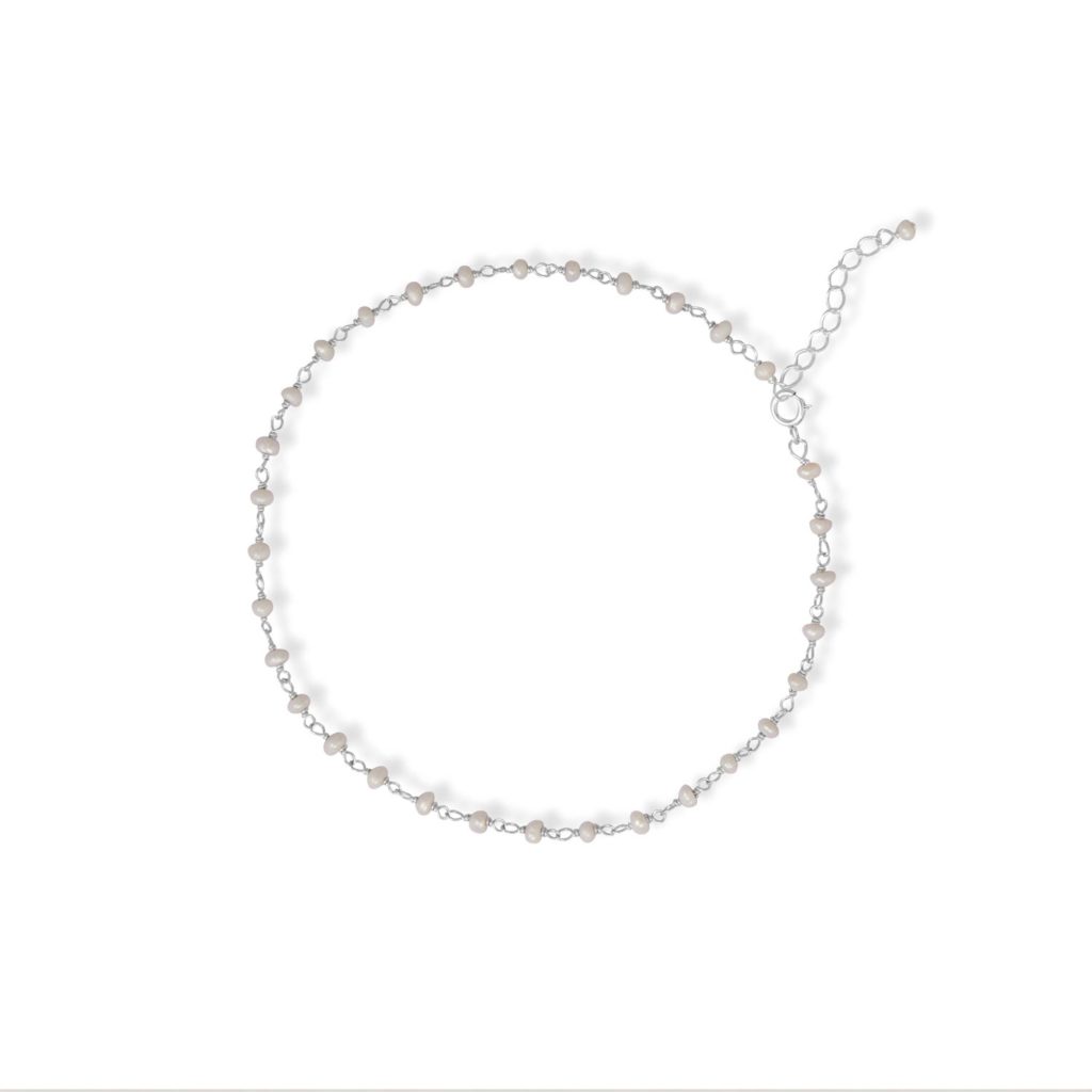 Sterling Silver Pearl Anklet