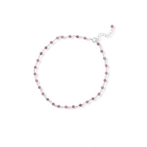 Pop of Pink! 9.5+1 Tourmaline Bead Anklet