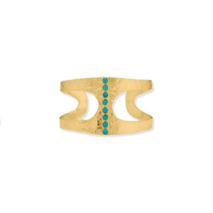 14 Karat Gold Plated Hammered Turquoise Cuff Bracelet
