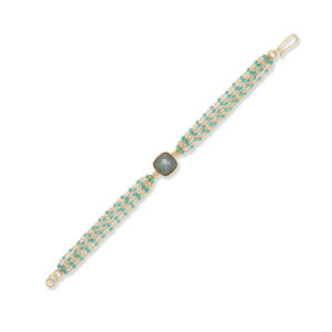 8 Beaded Turquoise and Square Labradorite Bracelet