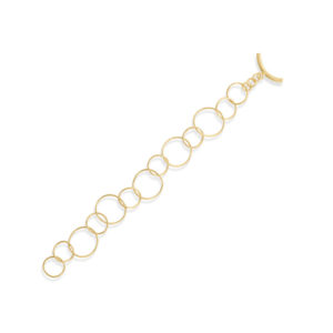 8 14 Karat Gold Plated Alternating Link Toggle Bracelet