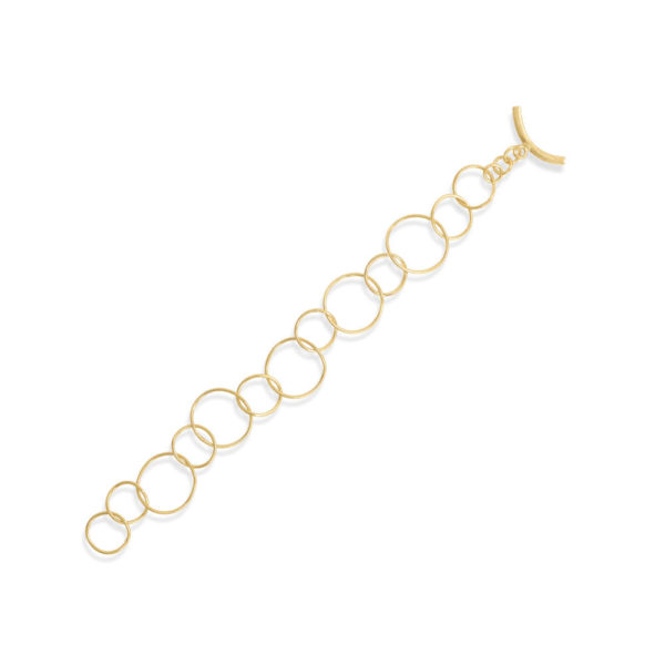 8 14 Karat Gold Plated Alternating Link Toggle Bracelet