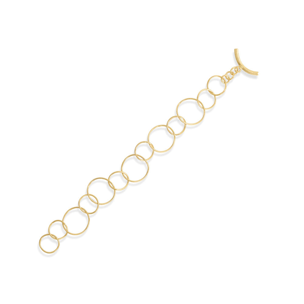 8 14 Karat Gold Plated Alternating Link Toggle Bracelet