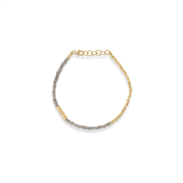 7 + 1 14 Karat Gold Plated Labradorite Beaded Bracelet