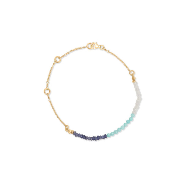 6 + 1 + 1 14 Karat Gold Plated Multi Stone Beaded Bracelet
