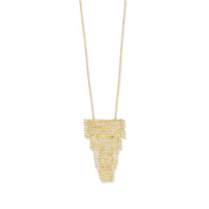 32 14 Karat Gold Plated Stacked Bar Drop Necklace