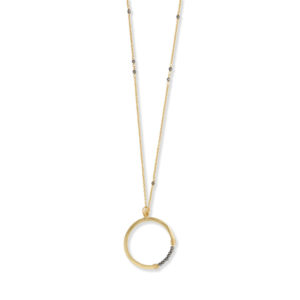 29 14 Karat Gold Plated Open Circle and Pyrite Necklace