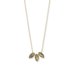 16 + 1 + 1 14 Karat Gold Plated Marquise Labradorite Necklace