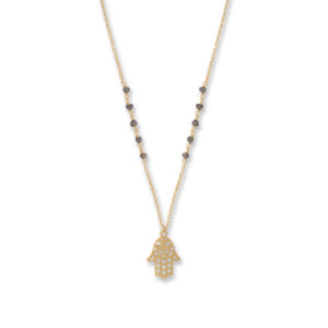 16 + 1 + 1 Labradorite and Hamsa Necklace