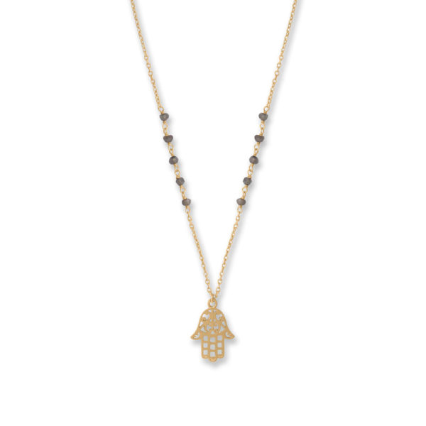 16 + 1 + 1 Labradorite and Hamsa Necklace