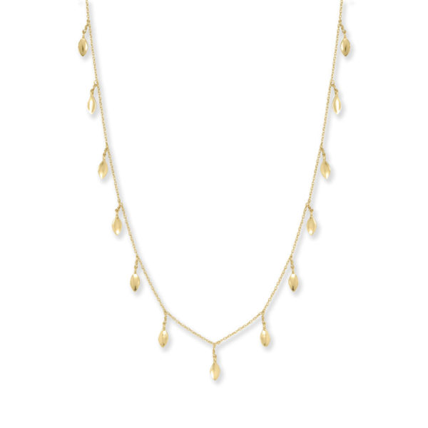 26 + 1 + 1 14 Karat Gold Plated Dancing Leaf Necklace