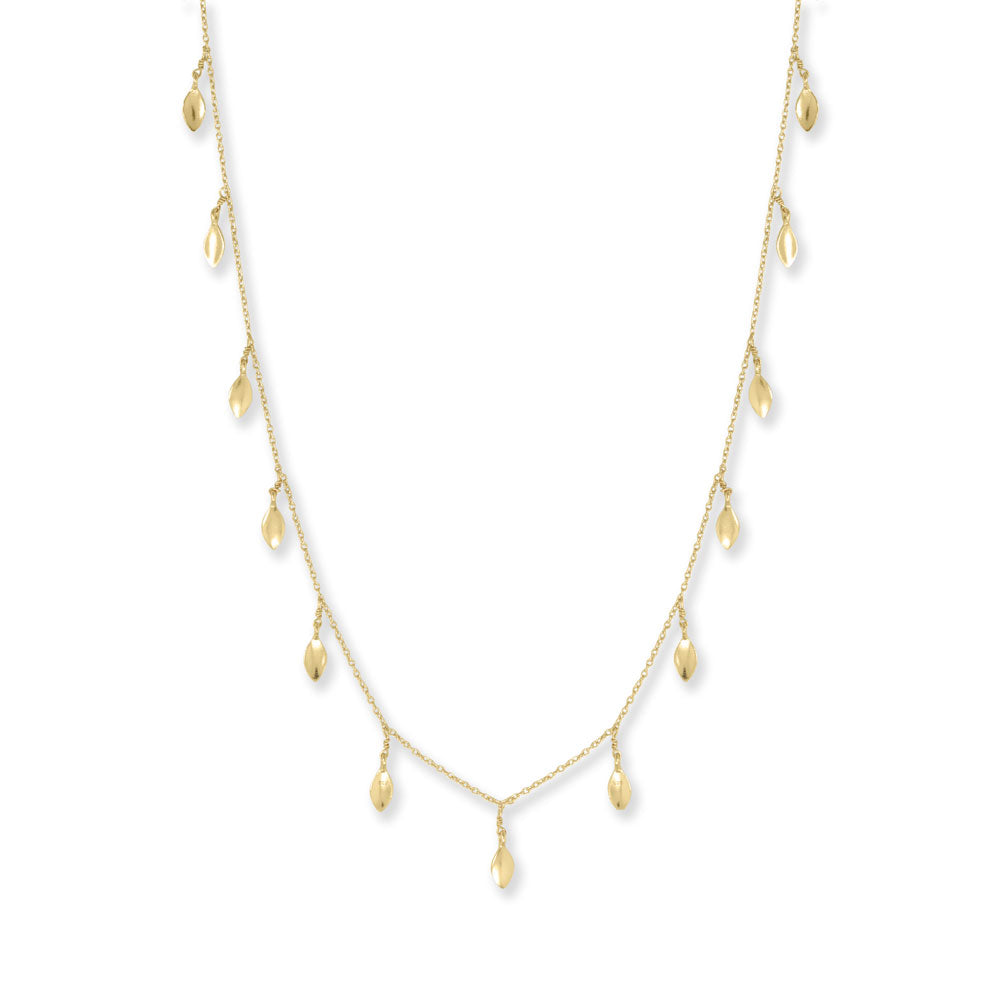 26 + 1 + 1 14 Karat Gold Plated Dancing Leaf Necklace