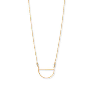 16 + 1 + 1 14 Karat Gold Plated Semi Circle and Labradorite Necklace