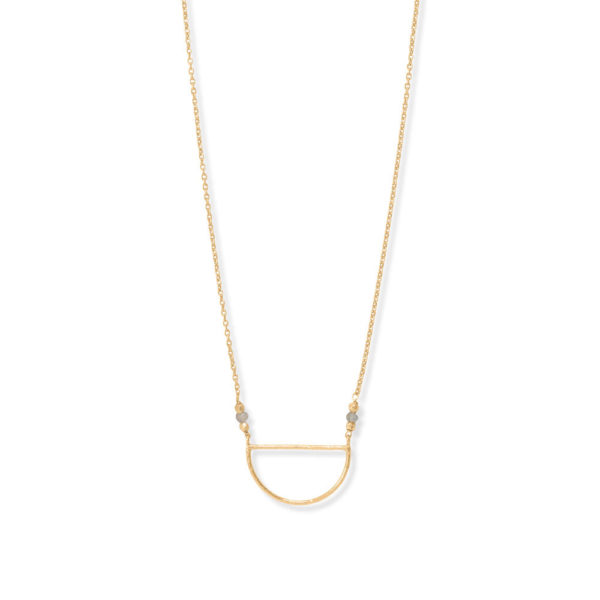 16 + 1 + 1 14 Karat Gold Plated Semi Circle and Labradorite Necklace