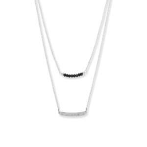 16 Double Strand Black Onyx and Curved Bar Necklace