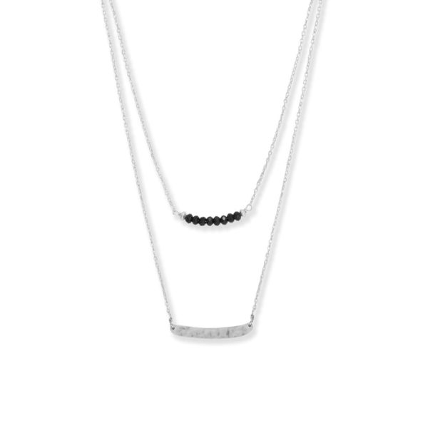 16 Double Strand Black Onyx and Curved Bar Necklace