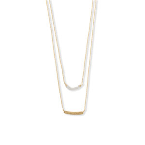 16 Double Strand Rainbow Moonstone and Curved Bar Necklace