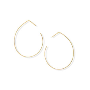 14 Karat Gold Plated Large Pear Outline Earrings