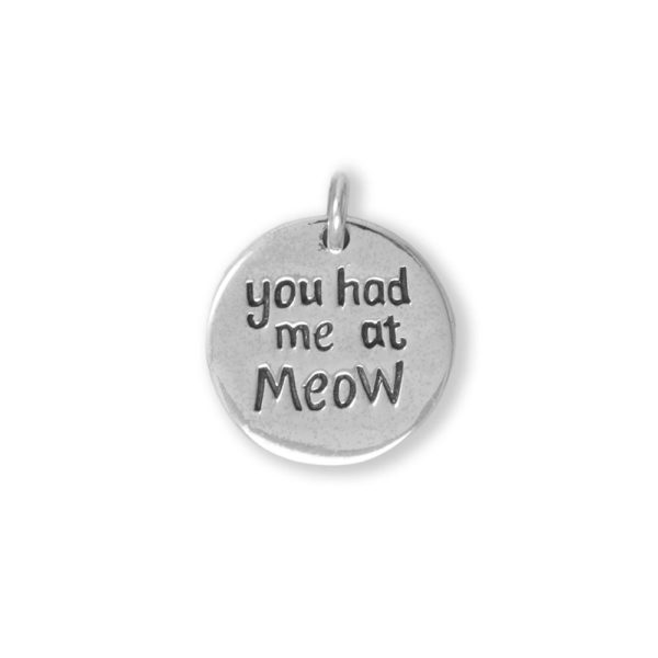 Oxidized you had me at Meow Round Pendant